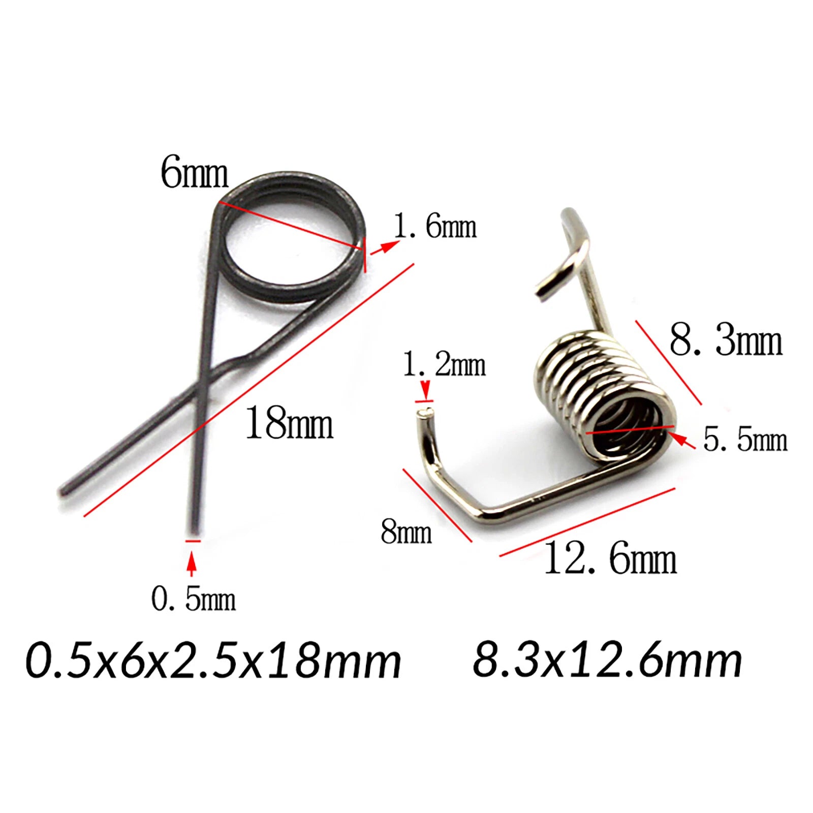 Clamp Spring Small Torsion Spring 8.3x12.6mm-0.5mmx6mmx2.5mmx18mm