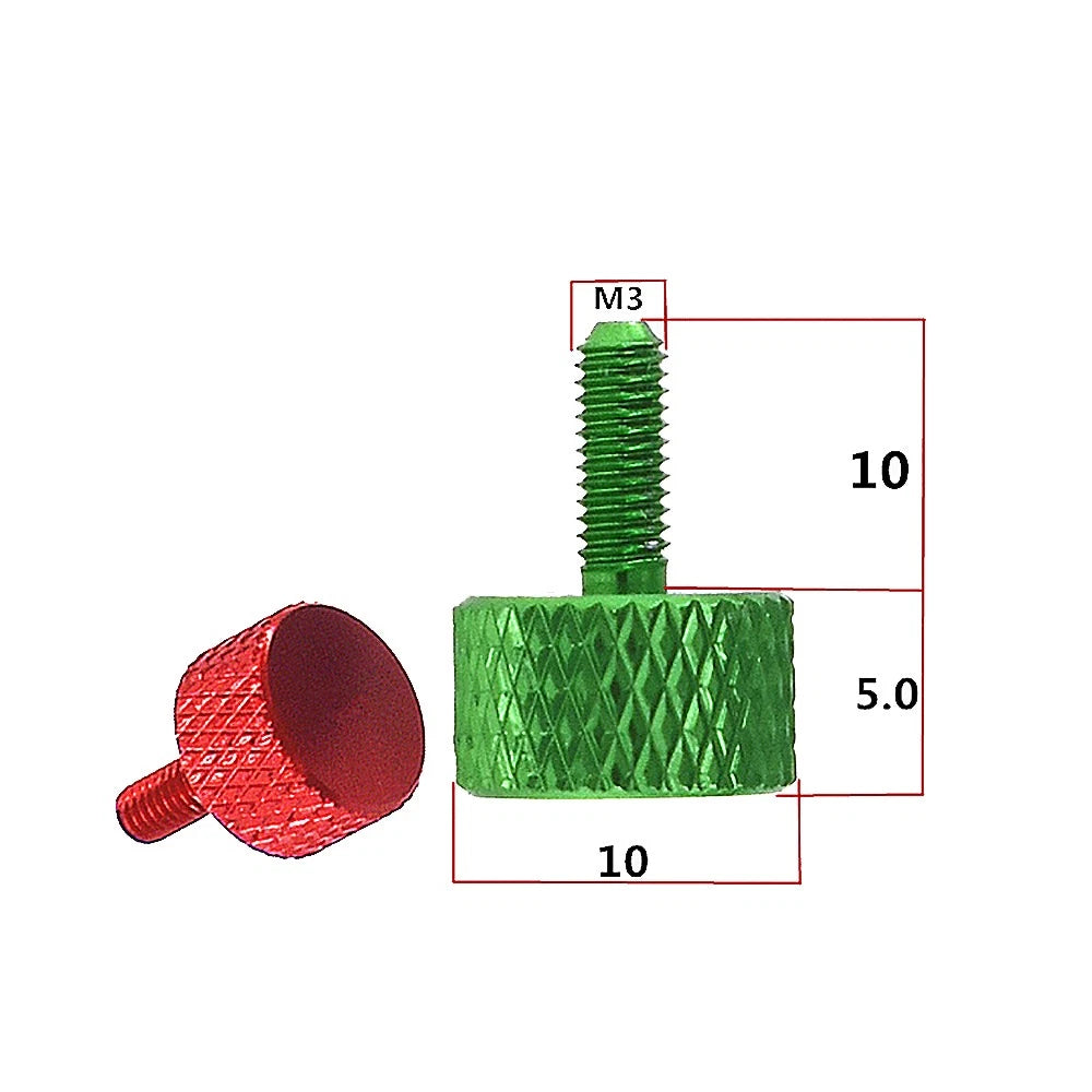 M3×10mm Anodised Aluminium Knurled Thumb Screws – Flat Head Hand Grip Bolts, 10 Colors