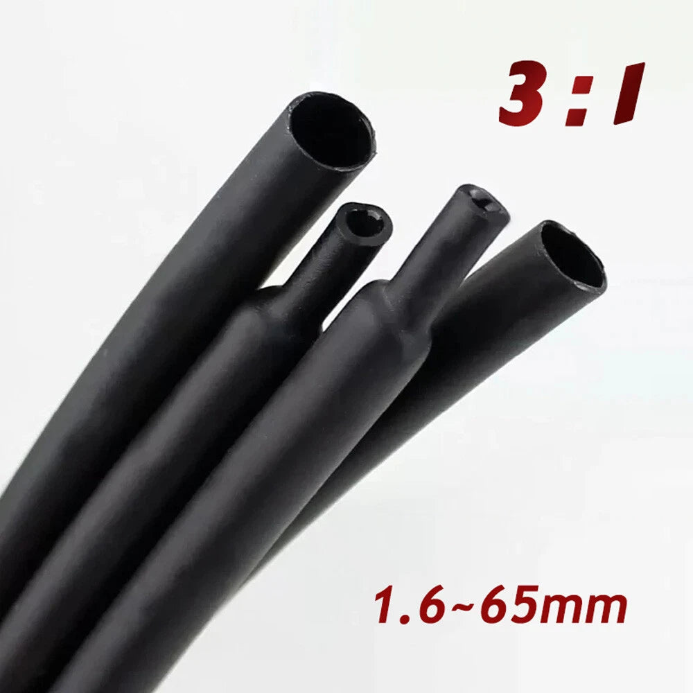 3:1 Black Adhesive Heat Shrink Tubing — Glue Lined Waterproof Sleeving