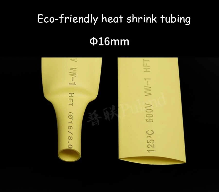 16mm Heat Shrink Tubing 2:1 – 7 Colors, Black White Red Green Yellow Blue Clear