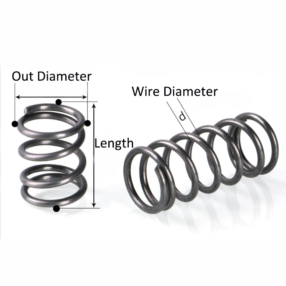 10pcs 304 Stainless Steel Compression Pressure Small Springs 0.3mm 0.4mm 0.5mm