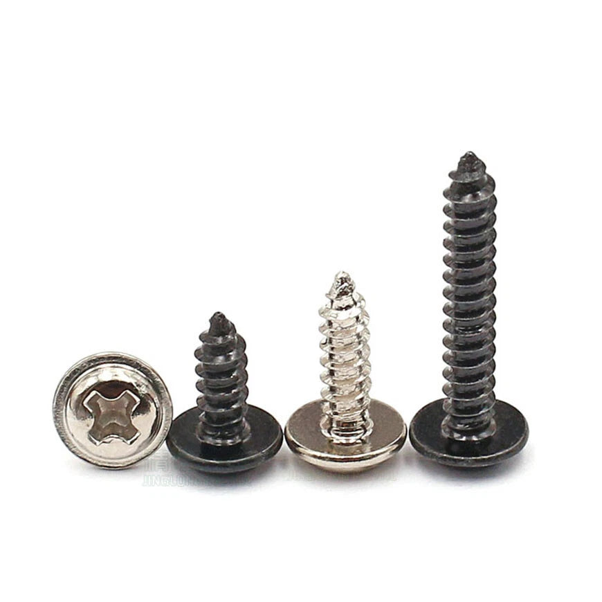 M2 M2.6 M3 M3.5 M4 Flanged Truss Head Self Tapping Screws – Bright Nickel & Black Zinc