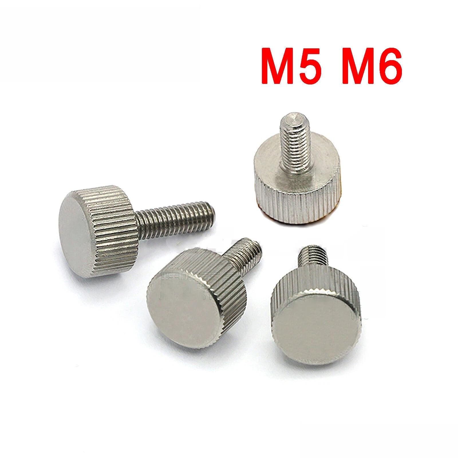 M5 M6 Cylinder Head Knurled Thumb Screws Stainless Steel Hand Grip Knob Bolts