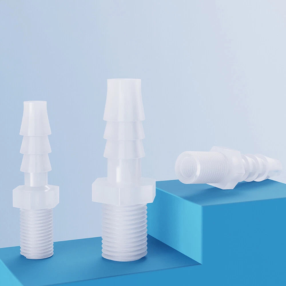 Male Thread Barbed Hose Connector — Plastic Straight Pipe Fitting (BSP, G1/8 to G3/4)