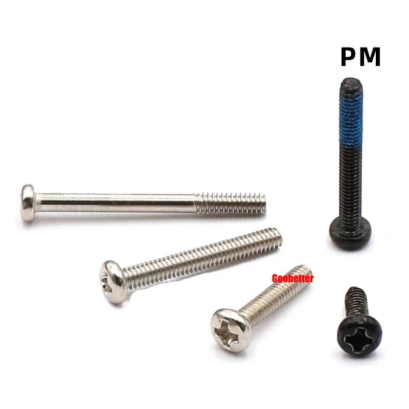 Phillips Pan Head Machine Screws M0.8 M1 M1.2 M1.4 M1.6 M1.7 — Cross Round Head Bolts, Multiple Coatings - HomeDIYer