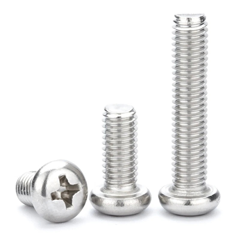 M3.5 Pozi Pan Head Machine Screws – A2 Stainless Steel (304), 10mm–100mm Lengths