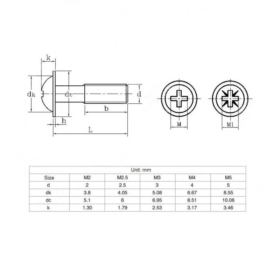G304 Stainless Steel Phillips Pan Washer Head Machine Screws — M2 M2.5 M3, 3–20mm