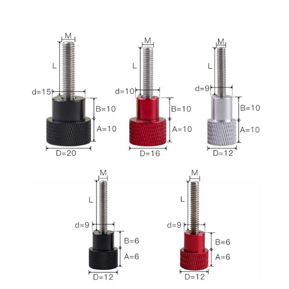 Knurled Thumb Screws with Aluminum Handle — Stainless Steel, M3 to M10