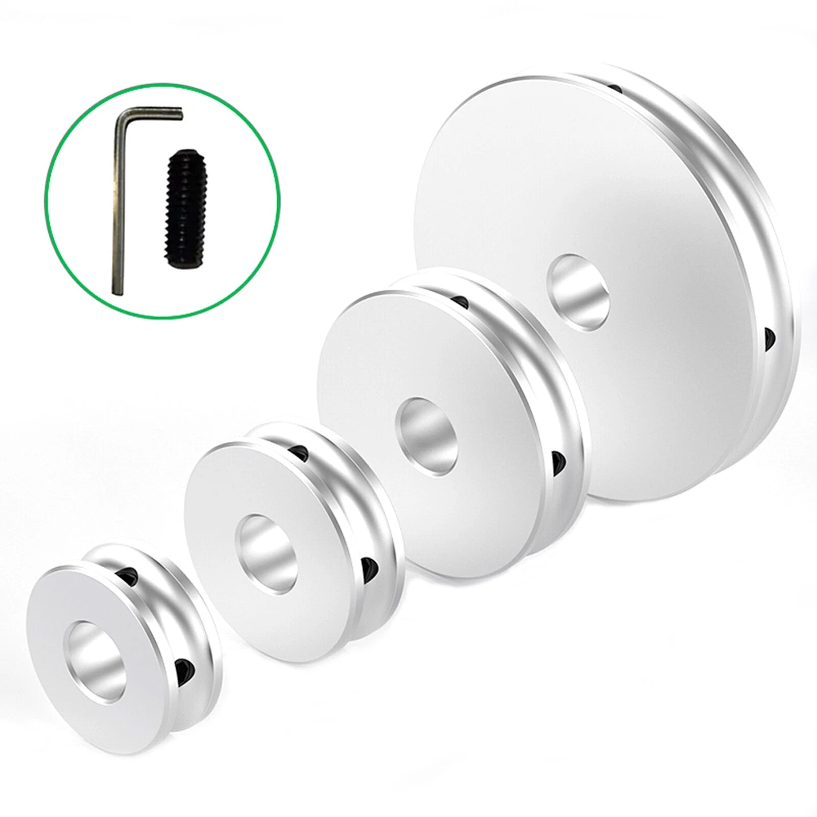 U-Grooved Pulley PU Belt Pulleys Aluminum Without Step Width 5/6/8mm OD 20-80mm