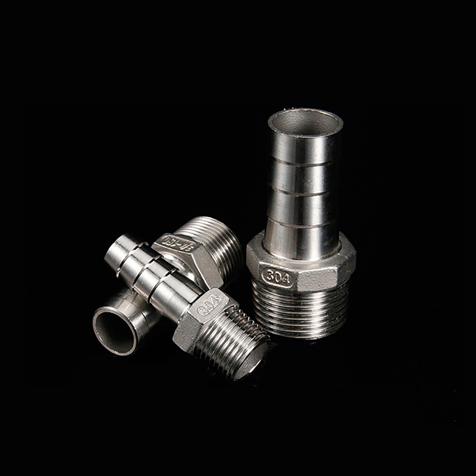 304 Stainless Steel Male BSP Barb Hose Tail Connector — 1/2", 3/4", 1" Pipe Fitting