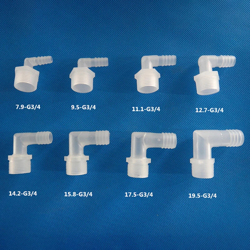 Plastic 90° Elbow Barbed Joiner Male Thread Hose Pipe Connector Water Fish Tank