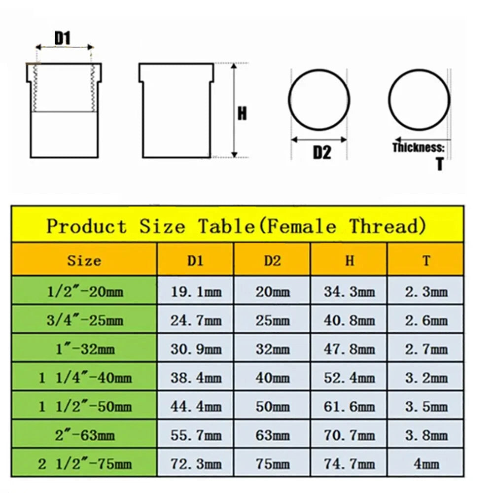 PVC BSP Female Ends Solvent Weld Pipe Fittings Various Sizes 3 Color 1 2" - 4"
