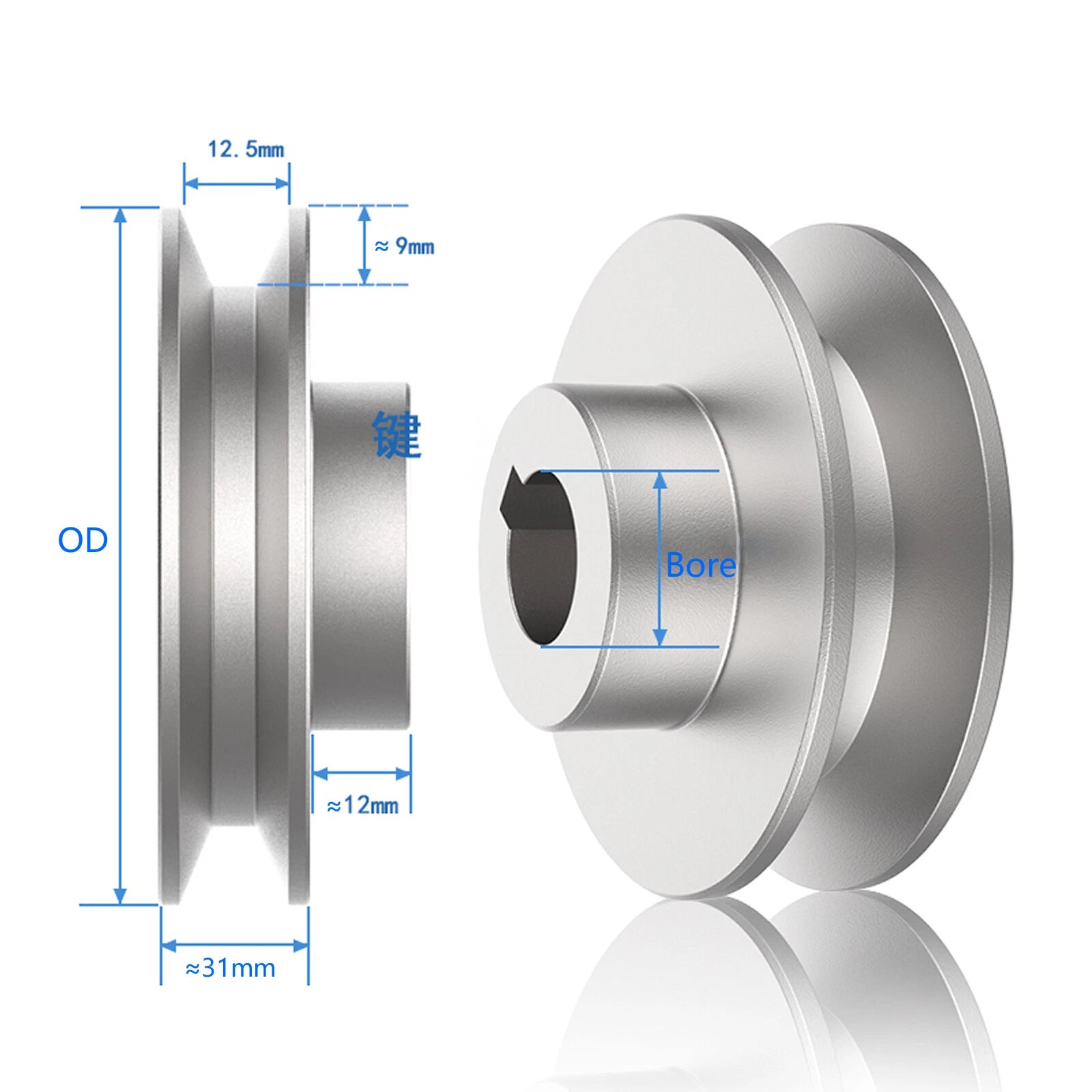 Iron Casting V-Groove Drive Pulley For A-Section V-Belt Pulleys OD 50mm to 150mm