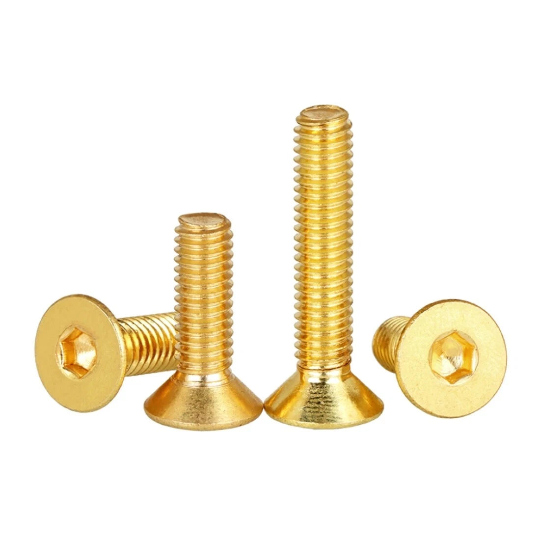 M3–M20 Solid Brass Countersunk Hex Screws – Fully Threaded, Flat Head, Allen Drive, Coarse Metric