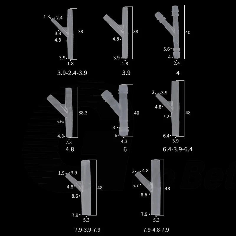 Plastic Y-Piece 45° 3-Way Barbed Hose Fitting — Tubing Connector for Garden, Aquarium & Irrigation