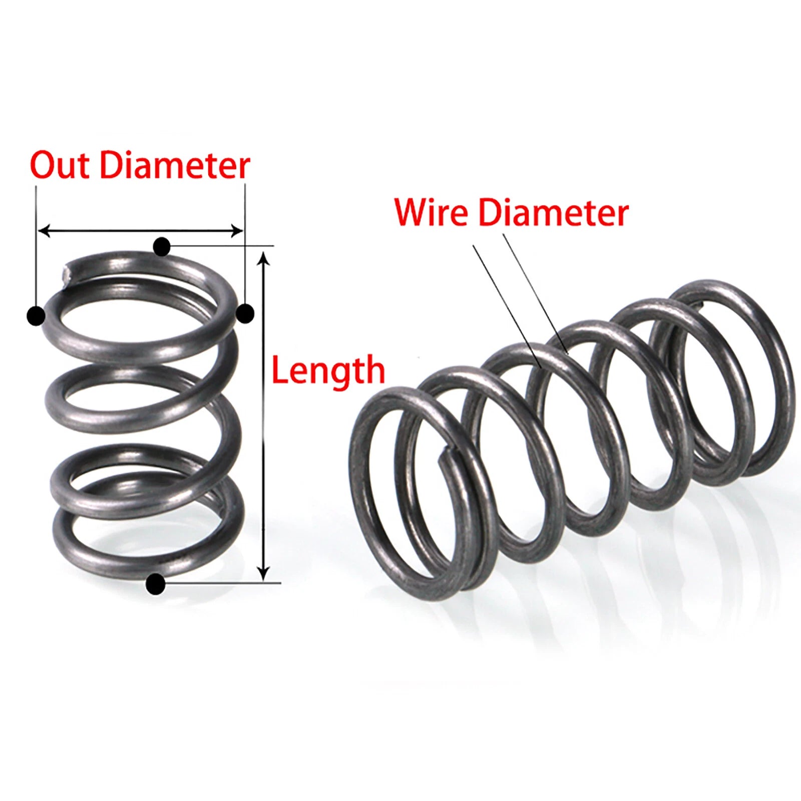 Spring Steel Small Compression Springs OD 3/4/5/6/7/8/9/10mm Wire Dia.0.5mm