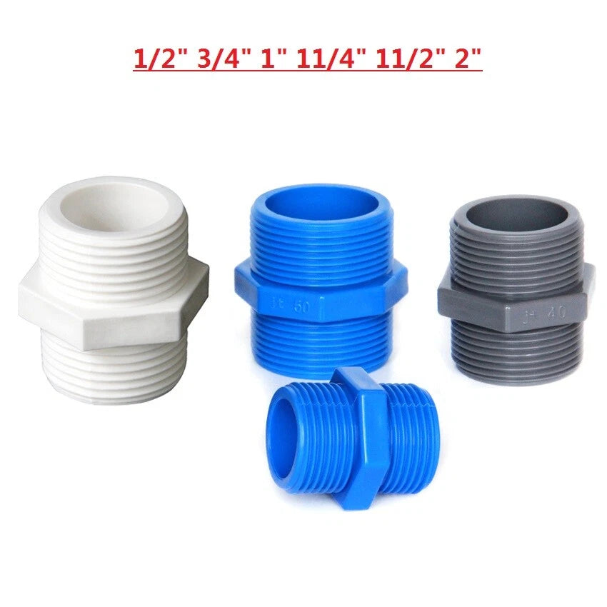 PVC 1 2" -2" Male Thread Straight Connector Water Pipe Fittings Joint Adapter