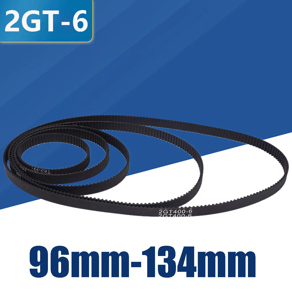 GT2 Timing Belt 6mm Wide Closed Loop — 96mm to 134mm for 3D Printers & CNC