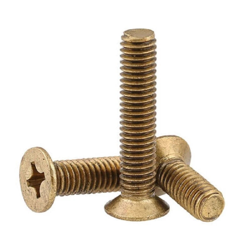 M2 M2.5 M3 M4 Brass Phillips Countersunk Flat Head Machine Screws – Metric, Fully Threaded