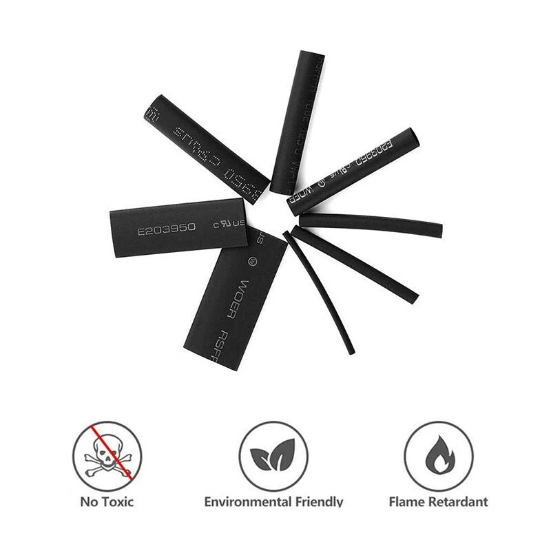 2:1 Heat Shrink Tubing Waterproof Wire Wrap — Black, ID 30–150mm