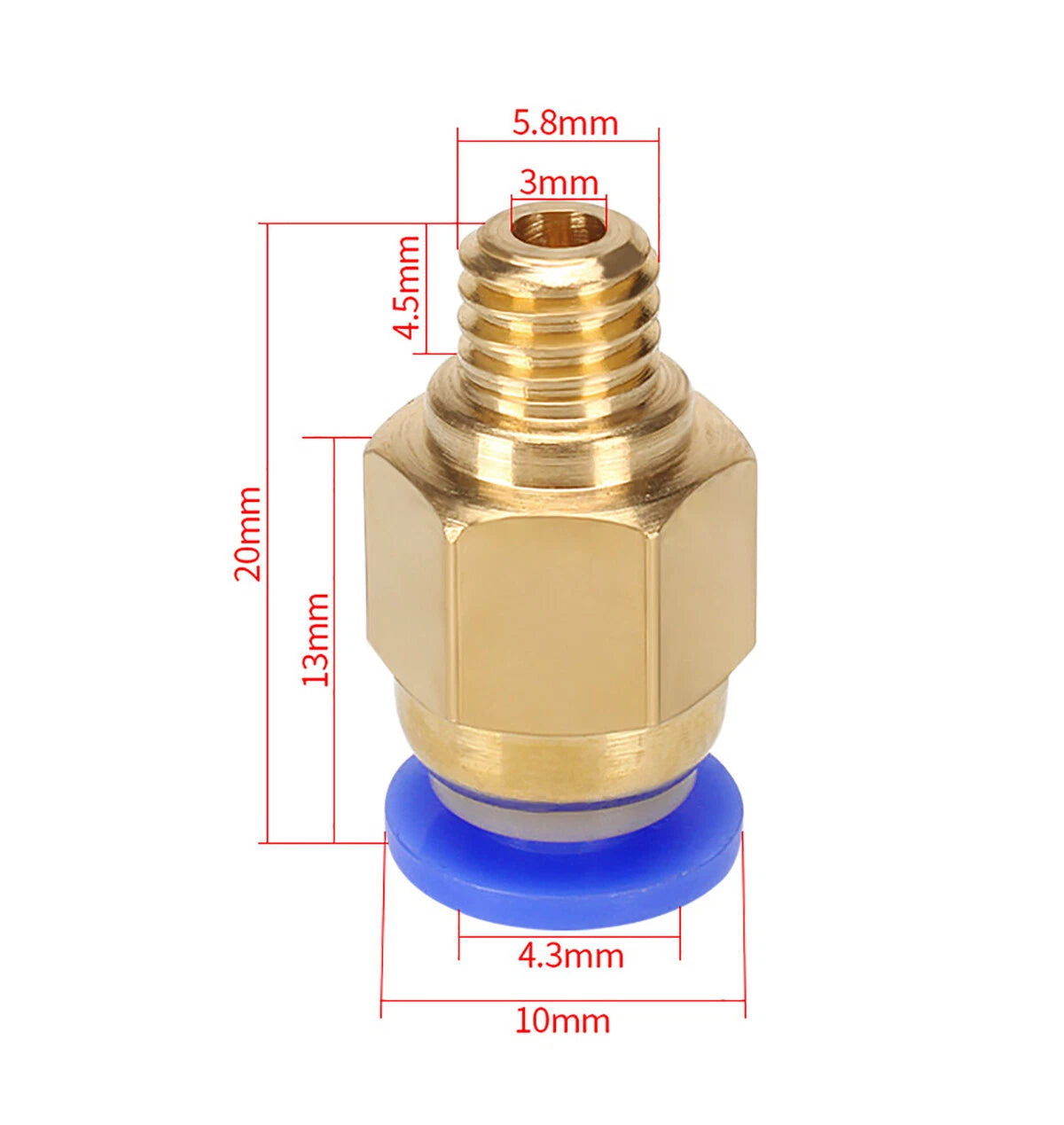 Pneumatic 4mm OD Tube x M5/M6 Male Straight Push-to-Connect Air Fitting