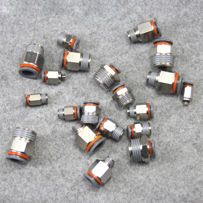 PC Male Push-In Straight Pneumatic Fitting | Air Hose Connector 1/8" 1/4" 3/8" 1/2" × 4–12mm