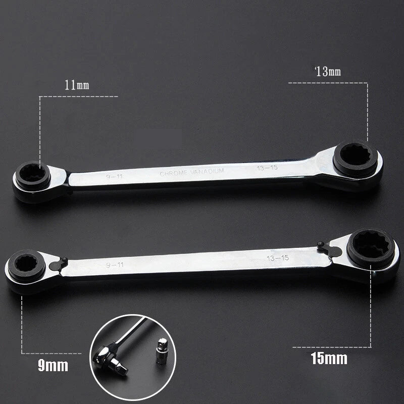Reversible Action Ratchet Wrench Spanner 4 in 1 72 Teeth 8mm 9mm-24mm CrV Steel