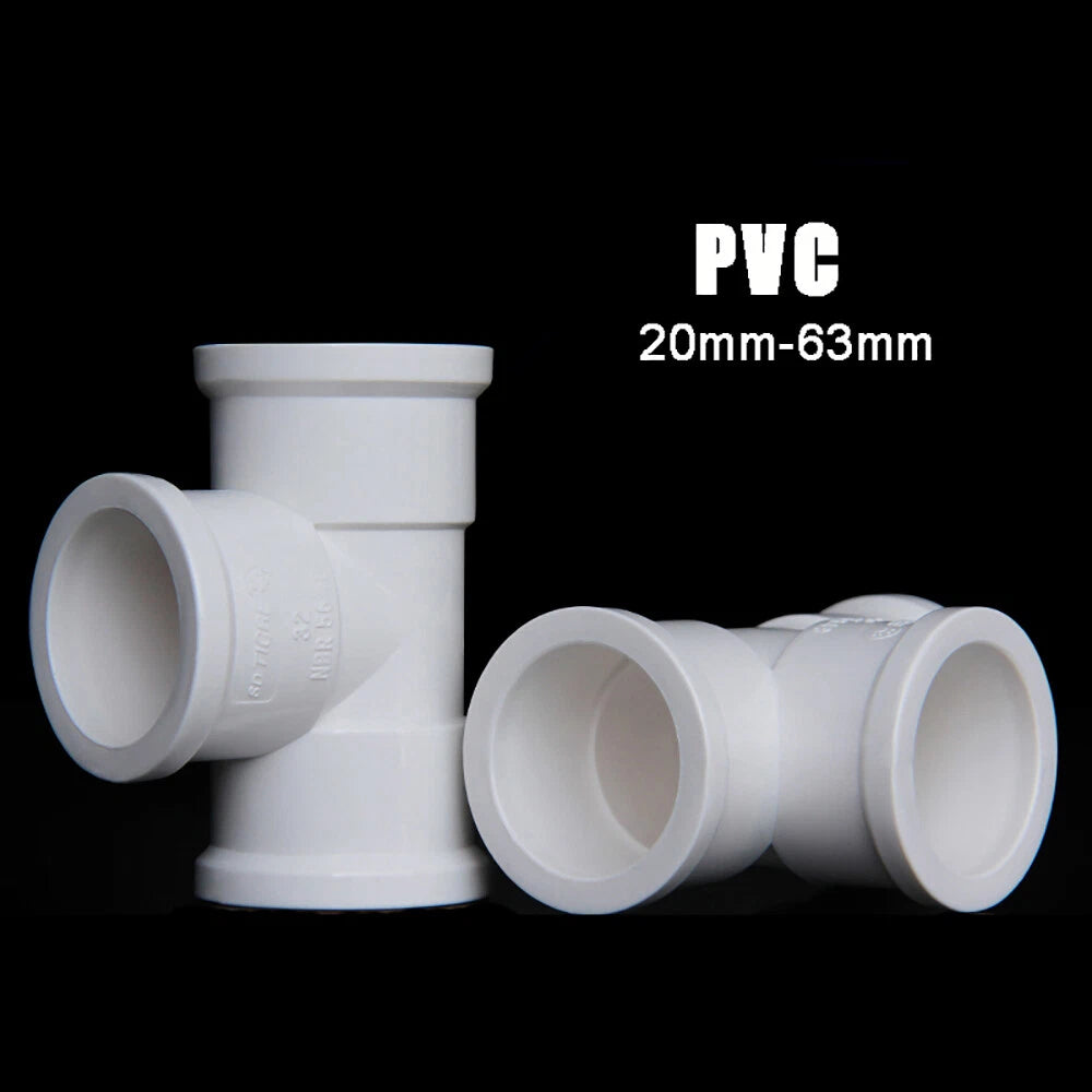 PVC Tee Thickened UPVC T Piece Pipe Fittings Equal Connector Plastic 20mm-63mm