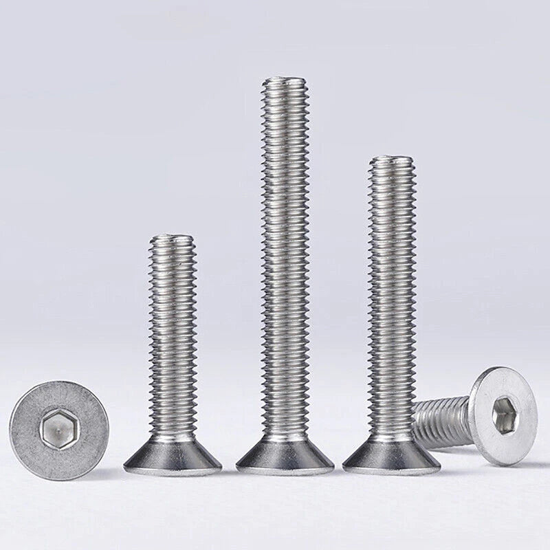 M2 & M3 A2 Stainless Hex Drive Flat Head Screws – Countersunk Machine Bolts (304)