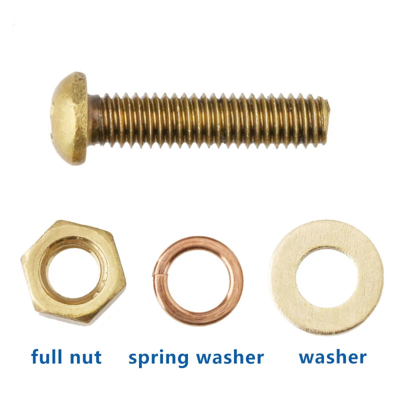Brass Phillips Pan Head Machine Screws with Hex Nuts & Washers — M3 M4 M5 M6 M8
