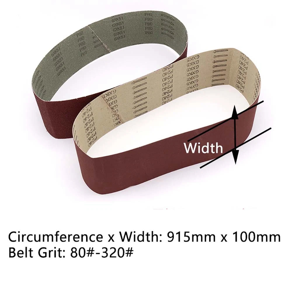 915mm x 100mm Aluminum Oxide Sanding Belts — P80 to P320 Grit for Bench and Floor Sanders