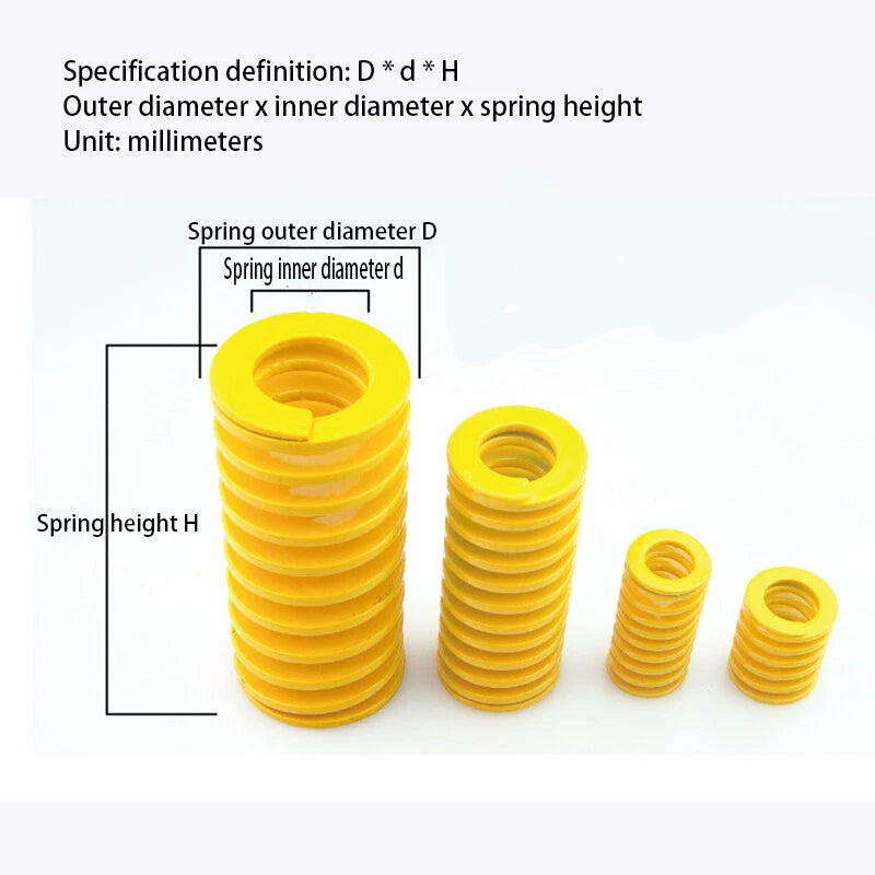 Die Springs OD 10mm L 15-100mm Extra Light Load Yellow Compression Mould Spring