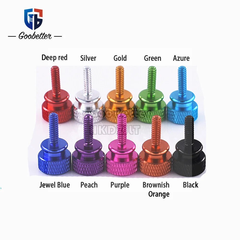 6 - 32 Knurled Thumb Screws for PC Case — Aluminum Hand - Grip Panel Bolts - HomeDIYer