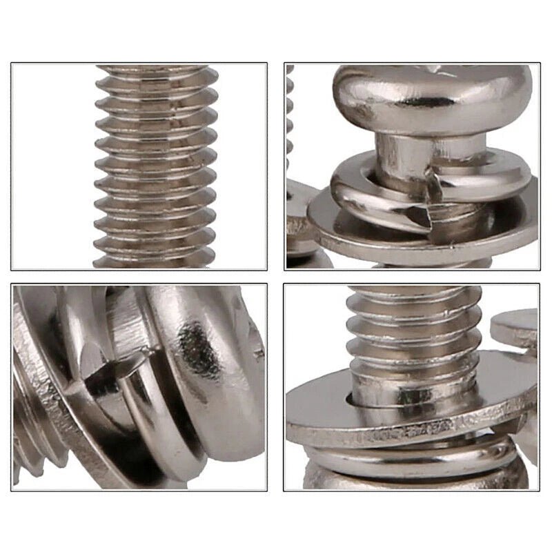 Phillips Pan Head Machine Screws with Washer Nickel Plated M2 M2.5 M3 M4 - HomeDIYer