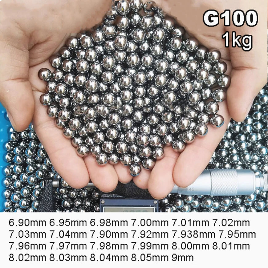 1KG Bicycle 45# Steel Ball Bearing G100 Replacement Bearings Size: 6.90mm-8.05mm