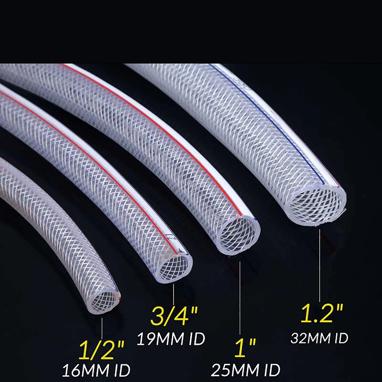 Clear Flexible Braided PVC Hose — Food Grade, ID 8mm–50mm, Oil Water Tube