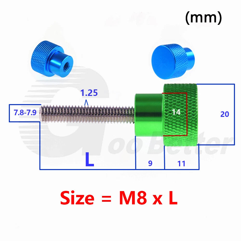 M8 Adjustable Knurled Thumb Shoulder Screws Aluminum Stainless Steel 6-100mm D20