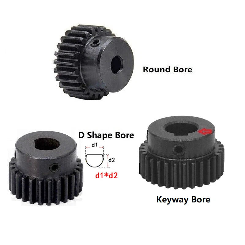 1 Mod 20T-150T Precision Spur Pinion Gear With Step Keyway Bore 45#C Motor Gear