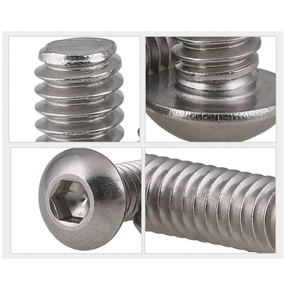 #2–5/16" UNC Allen Button Head Machine Screws – A2 Stainless Steel, Hex Socket, Lengths 3/16"–2"