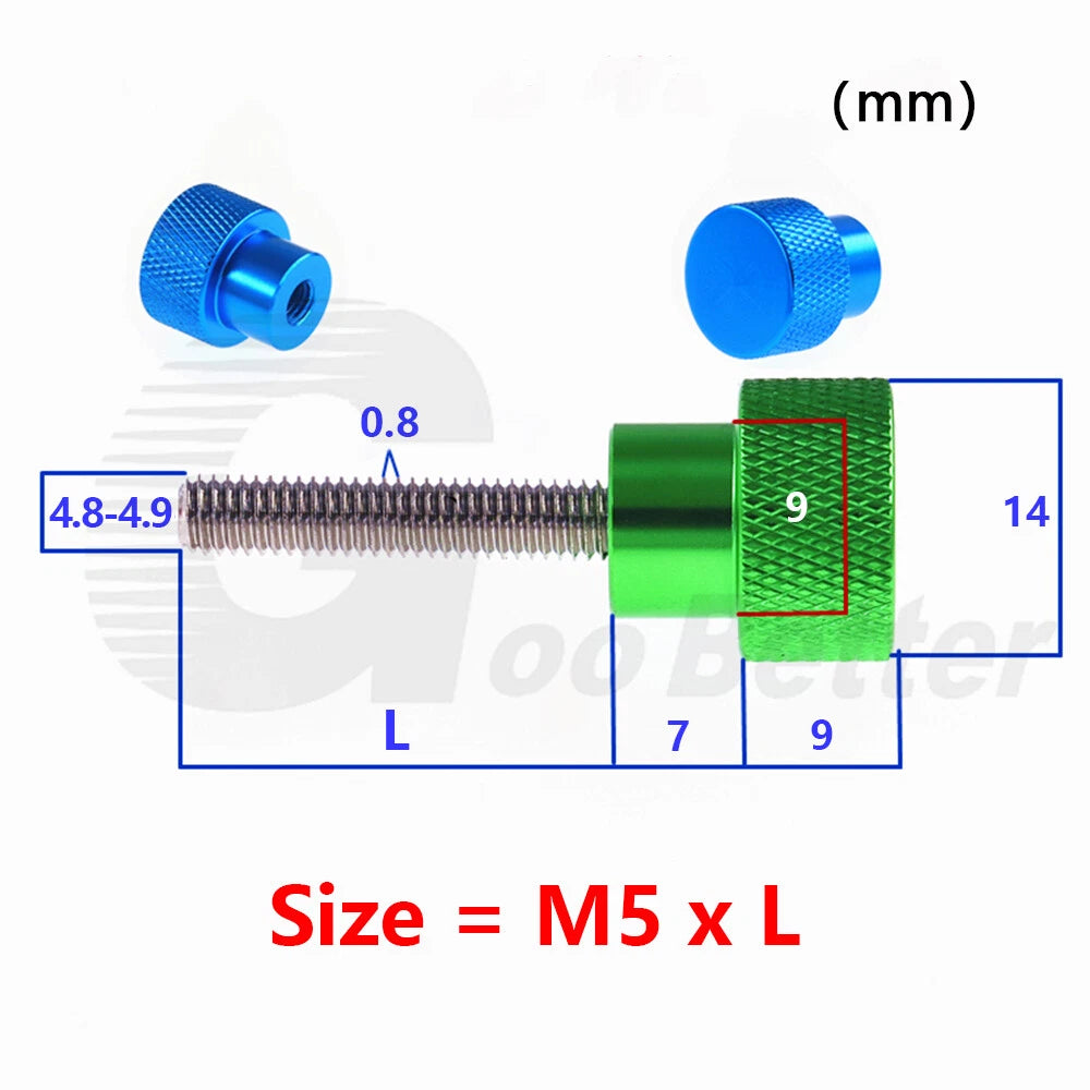 4pc M5 Adjustable Knurled Thumb Shoulder Screws 6-100mm Stainless Steel Aluminum