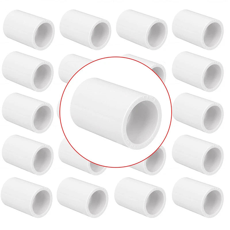 White PVC Pipe Fittings Connector Straight Pipe Coupling Socket ID 16mm - 200mm