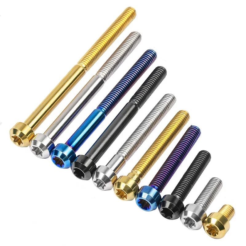 M6 Titanium Taper Cap Head Screws — T30 Torx Drive, M6×10mm to 80mm, 5 Colors - HomeDIYer