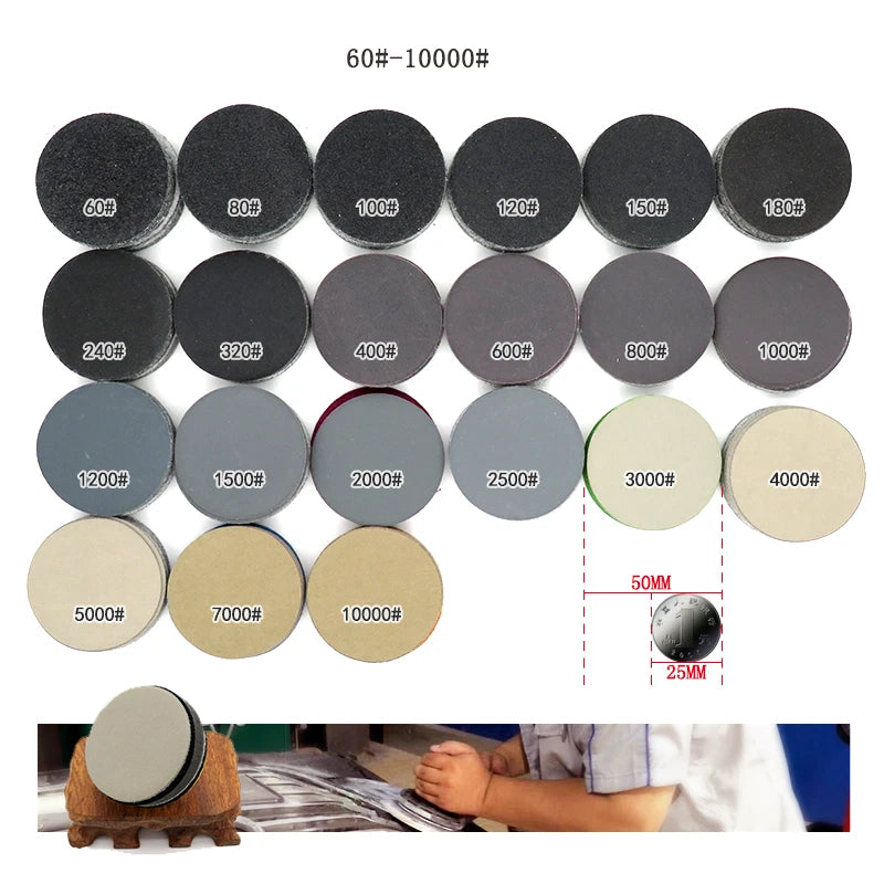 2" Inch 50mm Wet And Dry Sandpaper Sanding Disc Hook & Loop P60-P10000 Polishing