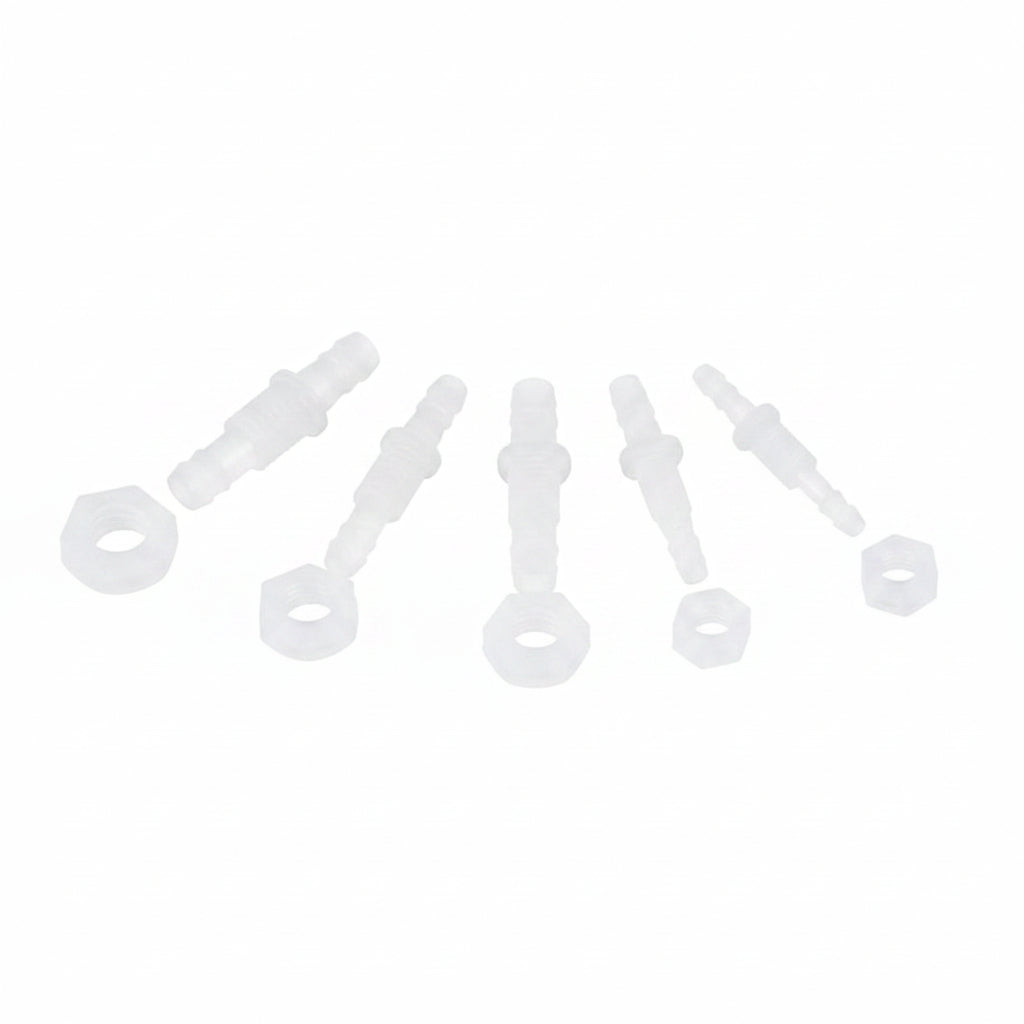 Bulkhead Straight Plastic Hose Connector with Nut — Barbed Thread Pipe Fitting