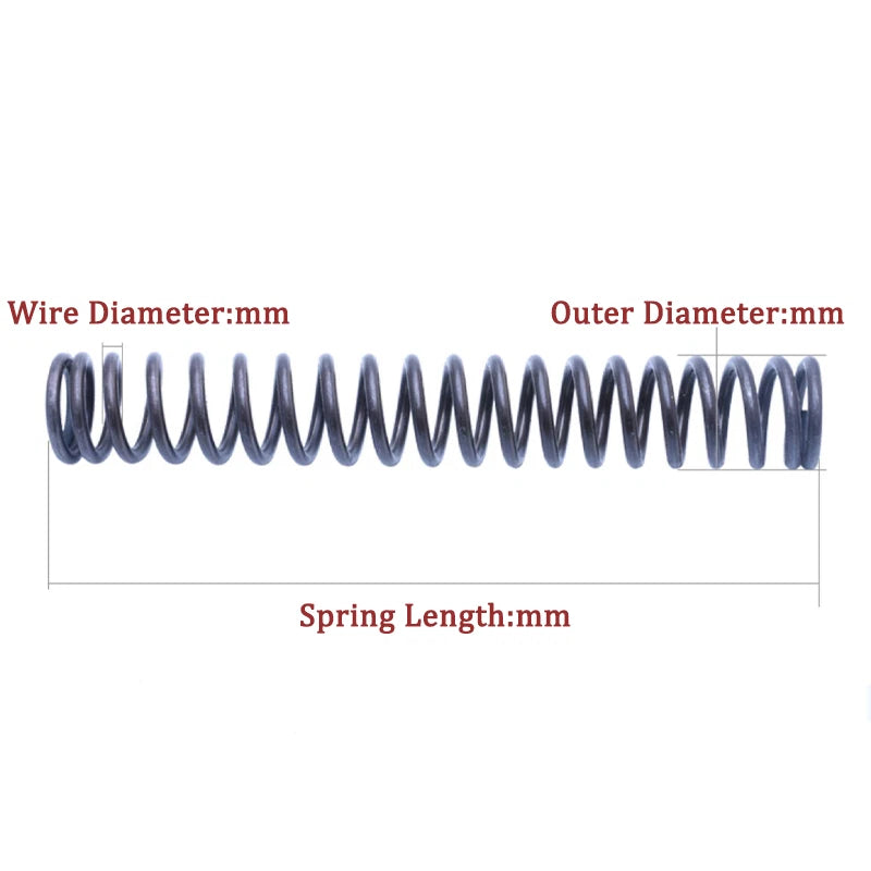 Ø3/4/5/6mm Compression Spring Black Spring Steel Pressure Spring Length:305mm