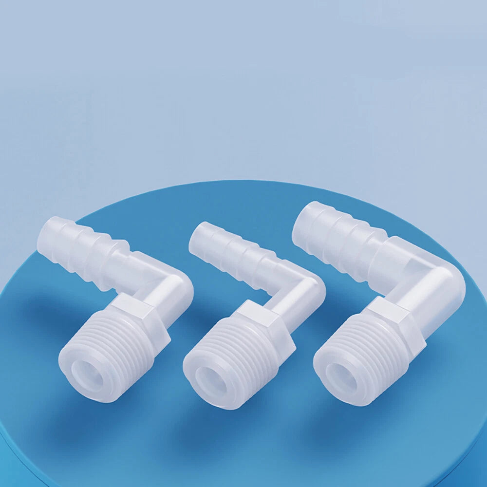 90° Elbow Barbed Hose Connector with BSP Male Thread — Plastic Hosetail Joiner