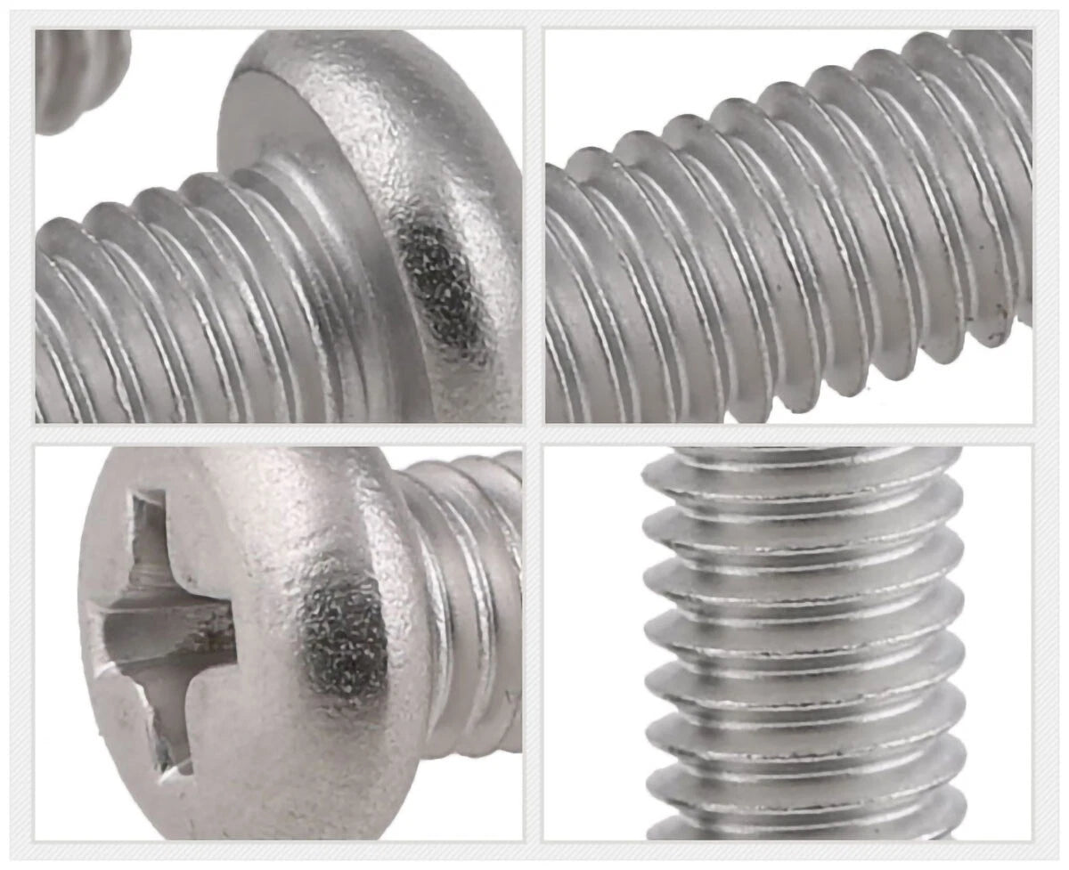 A2 304 Stainless Steel Pan Head Phillips Machine Screws M2 M2.5 M3 M4 M5 M6 M8 M10 — Full Range 3mm to 100mm