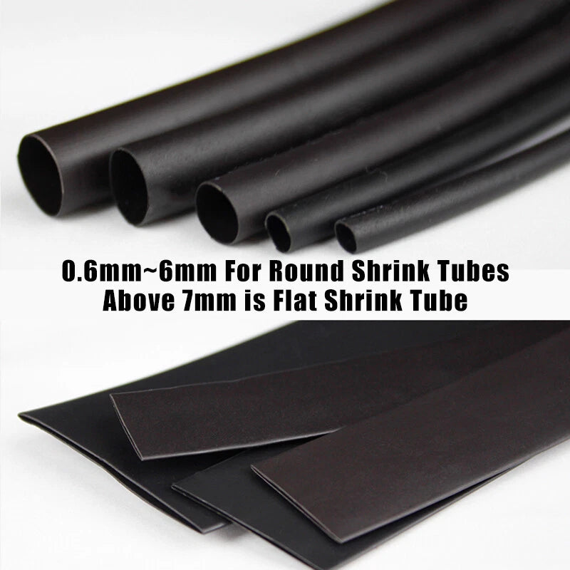 Black Heat Shrink Tubing 2:1 — Electrical Wire Sleeving, 0.6mm–10mm