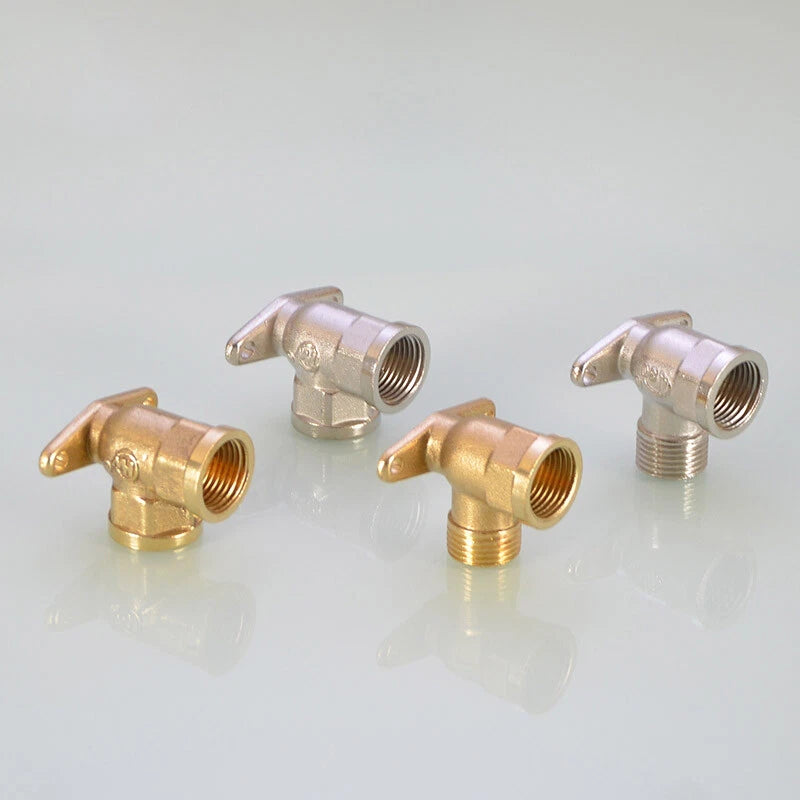 1/2" BSP Brass Wall Plate Elbow — Female Thread Garden Tap Outside Tap Fitting
