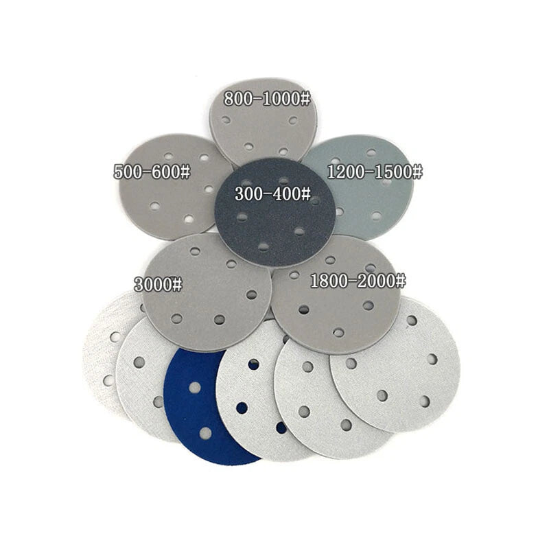 5" 6" Wet Dry Sponge Orbital Sandpaper 6 Hole Hook Loop Sanding Discs P300-P3000